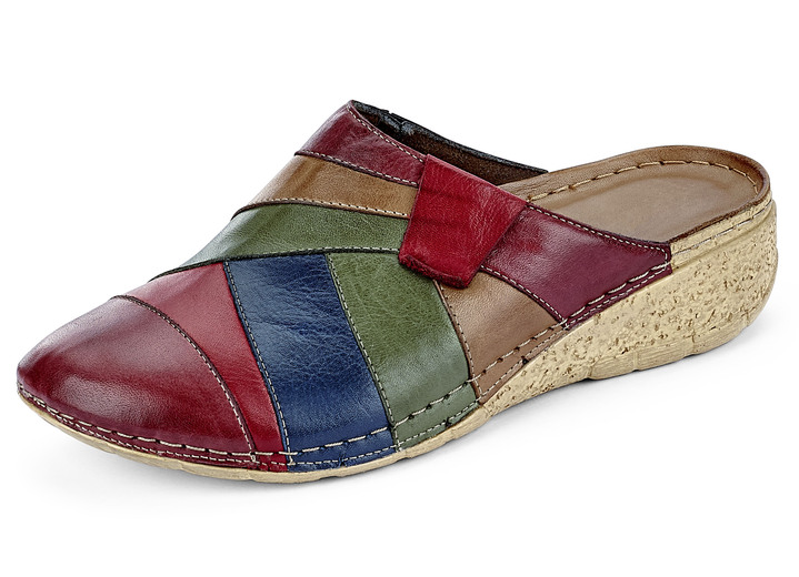Sandaletten & Pantoletten - Gemini, klassische Damen-Clogs, Weite G, mit Gummizug, in Größe 036 bis 042, in Farbe BORDEAUX-MULTICOLOR Ansicht 1