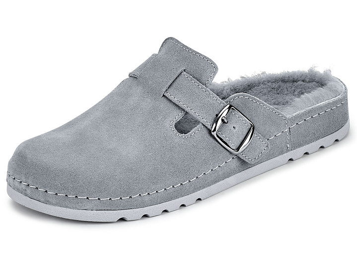 Hausschuhe - Mubb, klassische Damen-Hausschuhe, Weite H, mit Lammfell, in Größe 036 bis 042, in Farbe BLEU Ansicht 4