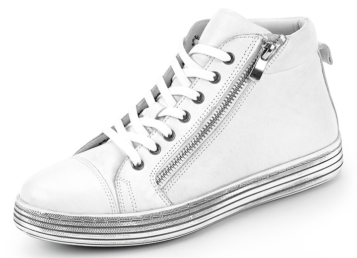 Stiefel & Stiefeletten - Gemini Schnür-Stiefelette mit praktischem Seitenreißverschluss, in Größe 036 bis 042, in Farbe JEANSBLAU Ansicht 3