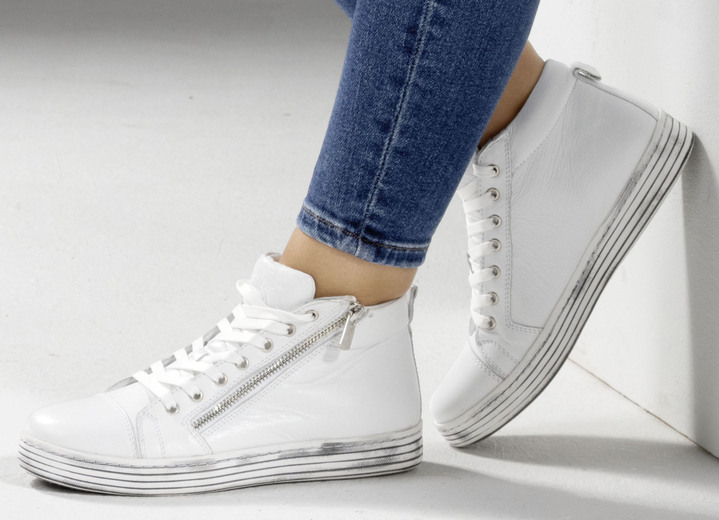 Stiefel & Stiefeletten - Gemini Schnür-Stiefelette mit praktischem Seitenreißverschluss, in Größe 036 bis 042, in Farbe JEANSBLAU Ansicht 6