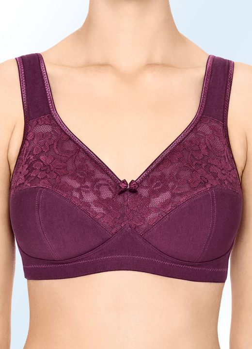 BH mit Spitze - Zweierpack Susa BH mit Baumwolle, in Größe 075 bis 105, in Cup E, in Farbe 1X BORDEAUX, 1X MARINE Ansicht 1