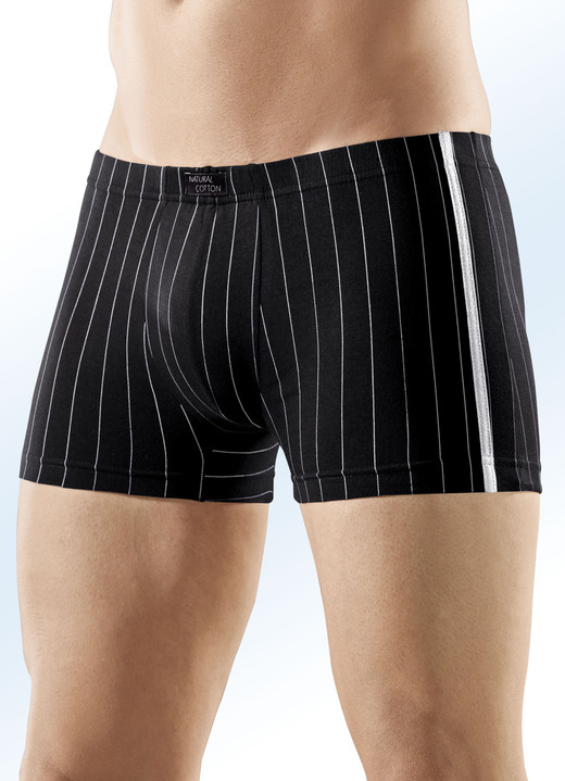 Pants & Boxershorts - Viererpack Pants, gestreift, in Größe 3XL (9) bis XXL (8), in Farbe 1X MARINE, 1X SCHWARZ, 1X JEANSBLAU, 1X BORDEAUX Ansicht 2
