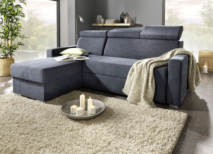 Schlafsofas - Polstermöbel mit Bettfunktion und verstellbaren Kopfstützen, in Farbe GRAU, in Ausführung Schlafsofa mit Hocker Ansicht 3