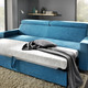 Schlafsofas - Polstermöbel mit Bettfunktion und verstellbaren Kopfstützen, in Farbe GRAU, in Ausführung Schlafsofa mit Hocker – Farbe BLAU – Ansicht 2