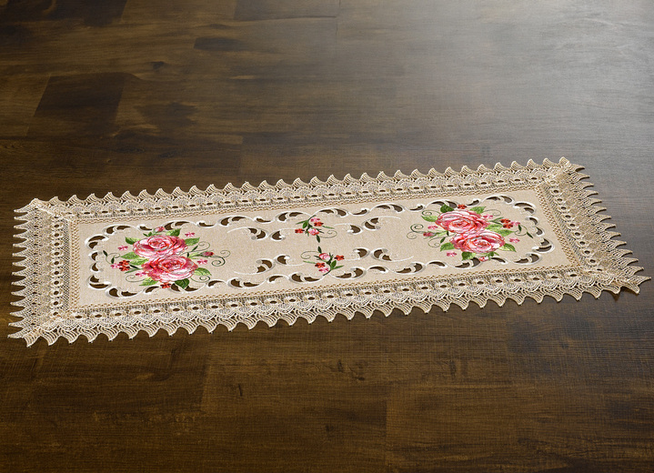 Dekoration - Raumdekoration mit entzückendem floralem Motiv, in Größe 101 (Läufer, 30/ 75 cm) bis 404 (Kissenbezug 40x 40 cm), in Farbe ECRU Ansicht 1