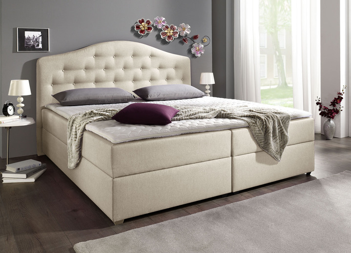 Boxspringbetten - Boxspringbett mit Bettkasten und Topper Ansicht 10 Boxspringbetten - Boxspringbett mit Bettkasten und Topper, in Farbe BEIGE, in Ausführung Mit Bonnell-Federkern-Matratze Ansicht 10