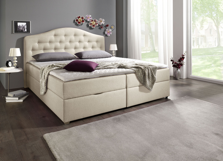 Boxspringbetten - Boxspringbett mit Bettkasten und Topper Ansicht 5 Boxspringbetten - Boxspringbett mit Bettkasten und Topper, in Farbe BEIGE, in Ausführung Mit Bonnell-Federkern-Matratze Ansicht 5