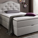 Boxspringbetten - Boxspringbett mit Bettkasten und Topper – Farbe HELLGRAU – Ansicht 1 Boxspringbetten - Boxspringbett mit Bettkasten und Topper, in Farbe BEIGE, in Ausführung Mit Bonnell-Federkern-Matratze – Farbe HELLGRAU – Ansicht 1
