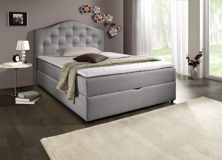 Boxspringbetten - Boxspringbett mit Bettkasten und Topper Ansicht 4 Boxspringbetten - Boxspringbett mit Bettkasten und Topper, in Farbe BEIGE, in Ausführung Mit Bonnell-Federkern-Matratze Ansicht 4