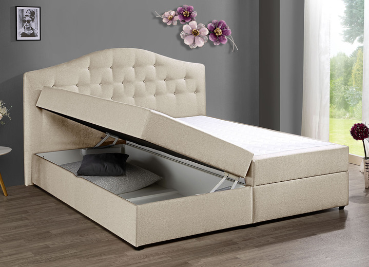 Boxspringbetten - Boxspringbett mit Bettkasten und Topper Ansicht 6 Boxspringbetten - Boxspringbett mit Bettkasten und Topper, in Farbe BEIGE, in Ausführung Mit Bonnell-Federkern-Matratze Ansicht 6
