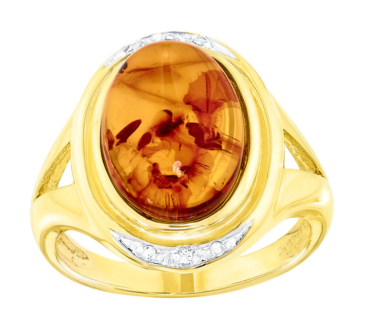 Ringe - Edler Damenring mit echt Bernstein Ansicht 2 Ringe - Edler Damenring mit echt Bernstein, in Größe 160 bis 220, in Farbe  Ansicht 2