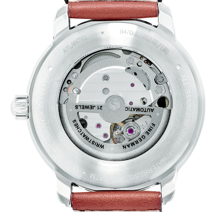 Mechanikuhren / Automatikuhren - Zeppelin-Automatik-Herrenuhr mit Edelstahlgehäuse und Lederband Ansicht 3 Mechanikuhren / Automatikuhren - Zeppelin-Automatik-Herrenuhr mit Edelstahlgehäuse und Lederband, in Farbe  Ansicht 3