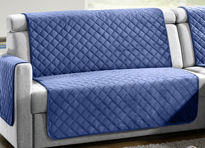 Sessel- & Sofaüberwürfe - Sessel,- Couch,- und Armlehnschoner mit Bandeinfassung, in Größe 101 (Sesselschoner, 50x150 cm) bis 865 (2 Armlehnenschoner, 50x 70 cm), in Farbe BLAU Ansicht 8