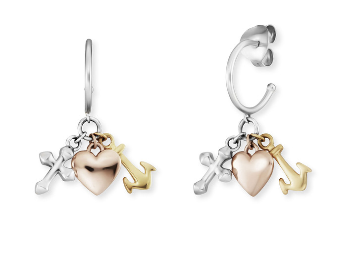 Ohrschmuck - Creole Glaube, Liebe & Hoffnung in Tricolor, in Farbe  Ansicht 2