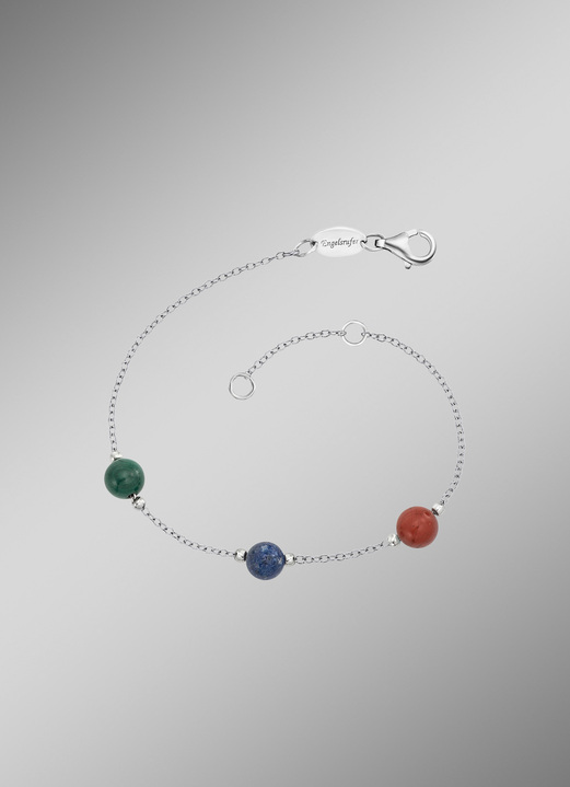 Armbänder - Powerful Stone Armband mit Edelsteinen, in Farbe GRÜN / DUNKELBLAU / ROT Ansicht 1