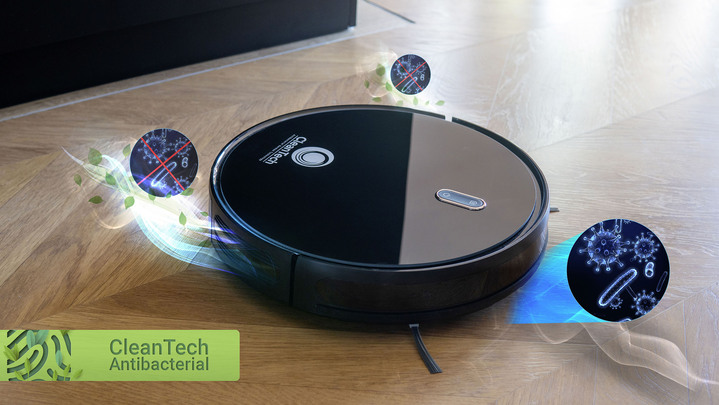 - Saug- und Wischroboter mit integriertem Wasserreinigungssystem und Haustierbürste, in Farbe SCHWARZ Ansicht 1