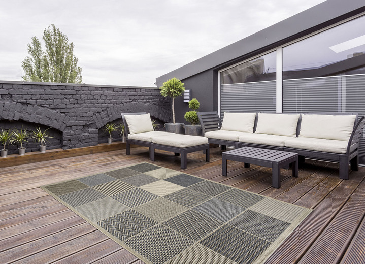 Modern - Brücken, Galerie und Teppich für den Innen- und Außenbereich, in Größe 110 (Brücke, 67x120 cm) bis 249 (Teppich, 160x230 cm), in Farbe BEIGE-BLAU Ansicht 3