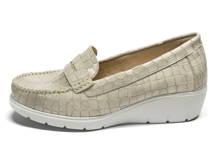 Slipper & Schnürschuhe - Echt Leder Mokassin mit Aloe Vera Einlegesohle Ansicht 1 Slipper & Schnürschuhe - Echt Leder Mokassin mit Aloe Vera Einlegesohle, in Größe 036 bis 042, in Farbe TAUPE Ansicht 1