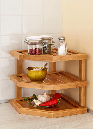 Ordnung - Eckregal aus Bambus, in Farbe BRAUN