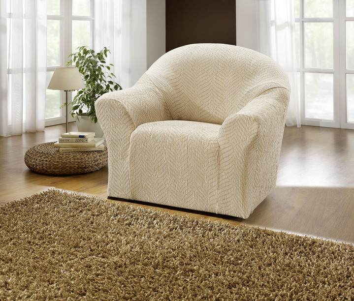 Wohnaccessoires - Stretchbezüge, in Größe 101 (Sesselbezug) bis 114 (Sitzflächen-Bezug), in Farbe CREME Ansicht 5