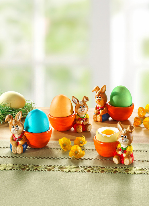 Ostern - Eierbecher aus Porzellan, 4er-Set, in Farbe BUNT
