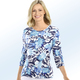 3/4-Arm - Shirt mit floralem Alloverdruck, in Größe 038 bis 054, in Farbe BLAU-MULTICOLOR