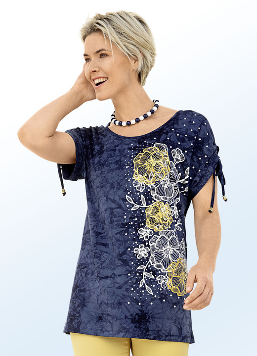 Shirts mit Strass - Shirt in angesagter Batik-Optik in 2 Farben Shirts mit Strass - Shirt in angesagter Batik-Optik in 2 Farben, in Größe 036 bis 054, in Farbe MARINE