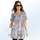 Longshirts - Longshirt mit Faltenlegung in 3 Farben – Farbe SCHWARZ-WEISS – Ansicht 1 Longshirts - Longshirt mit Faltenlegung in 3 Farben, in Größe 038 bis 056, in Farbe MINT-WEISS – Farbe SCHWARZ-WEISS – Ansicht 1
