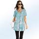 Longshirts - Longshirt mit Faltenlegung in 3 Farben – Farbe MINT-WEISS – Ansicht 2 Longshirts - Longshirt mit Faltenlegung in 3 Farben, in Größe 038 bis 056, in Farbe MINT-WEISS – Farbe MINT-WEISS – Ansicht 2