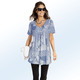 Longshirts - Longshirt mit Faltenlegung in 3 Farben – Farbe ROYALBLAU-WEISS – Ansicht 2 Longshirts - Longshirt mit Faltenlegung in 3 Farben, in Größe 038 bis 056, in Farbe MINT-WEISS – Farbe ROYALBLAU-WEISS – Ansicht 2