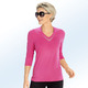 3/4-Arm - Shirt mit V-Ausschnitt in 5 Farben – Farbe PINK 3/4-Arm - Shirt mit V-Ausschnitt in 5 Farben, in Größe 036 bis 054, in Farbe PINK