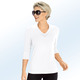 3/4-Arm - Shirt mit V-Ausschnitt in 5 Farben – Farbe WEISS 3/4-Arm - Shirt mit V-Ausschnitt in 5 Farben, in Größe 036 bis 054, in Farbe PINK