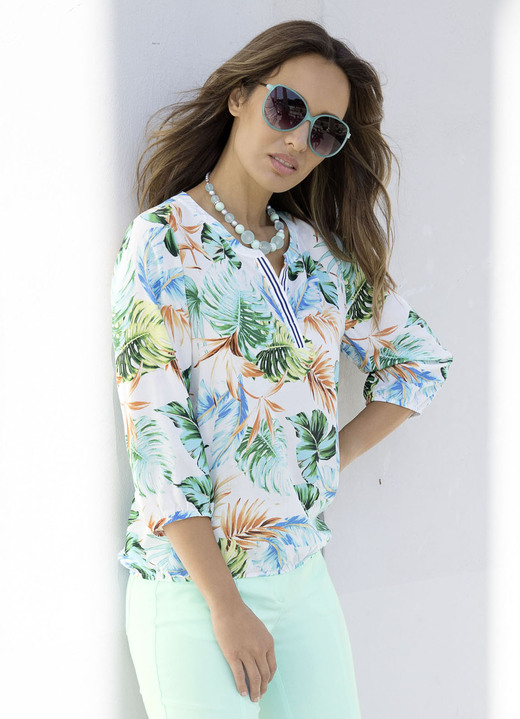 - Tunika mit farbbrillantem Druck, in Größe 036 bis 052, in Farbe ECRU-TÜRKIS Ansicht 3