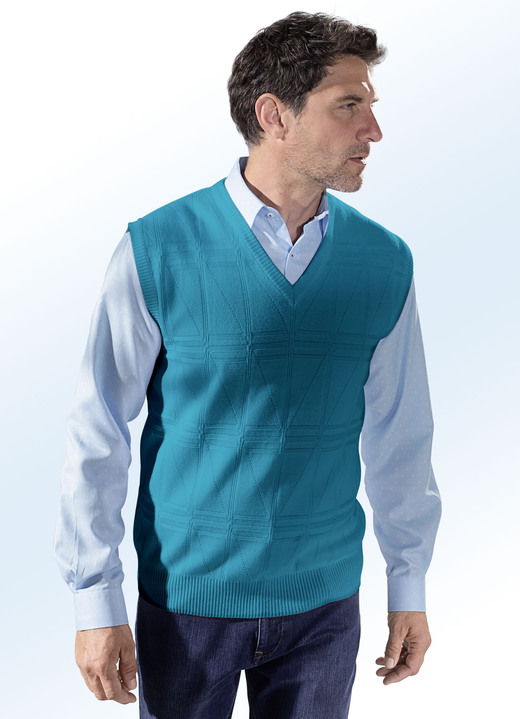 Pullunder - Pullunder mit Strukturmuster in 3 Farben, in Größe 046 bis 062, in Farbe WEISS Ansicht 2