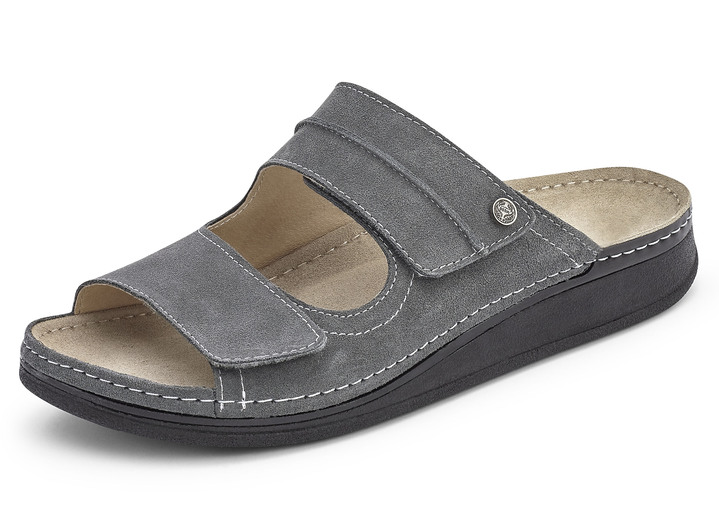 Sandalen & Pantoletten - Mubb, bequeme Herren-Pantoletten, Weite H, mit Klettverschluss, in Größe 040 bis 046, in Farbe SCHWARZ Ansicht 2