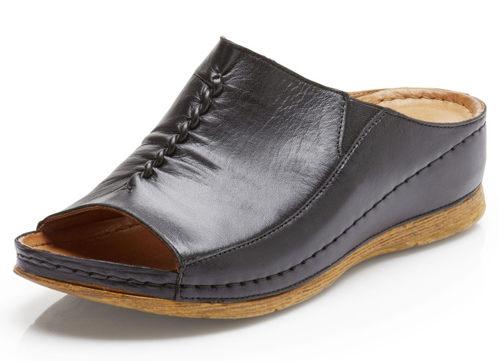 Sandaletten & Pantoletten - Gemini Pantolette mit seitlichen Gummizügen, in Größe 036 bis 042, in Farbe GOLDBEIGE Ansicht 2