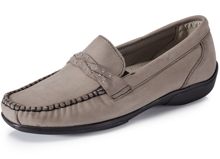 Slipper & Schnürschuhe - ELENA EDEN, bequeme Damen-Slipper, Weite H, mit herausnehmbarem Fußbett Ansicht 1 Slipper & Schnürschuhe - ELENA EDEN, bequeme Damen-Slipper, Weite H, mit herausnehmbarem Fußbett, in Größe 036 bis 042, in Farbe TAUPE Ansicht 1
