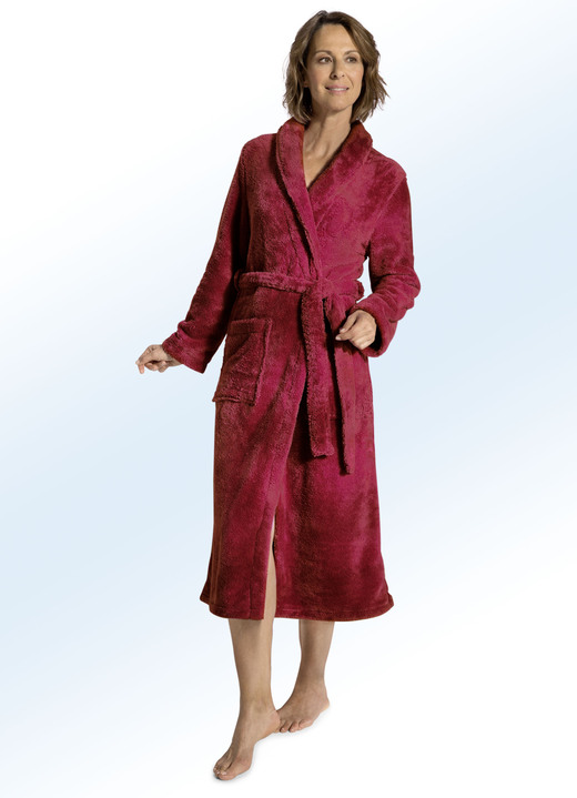 Bademäntel - Bademantel für Damen und Herren, in Größe 3XL (D=56/58 H=64/66) bis XXL (D=52/54 H=60/62), in Farbe KIRSCHROT Ansicht 1