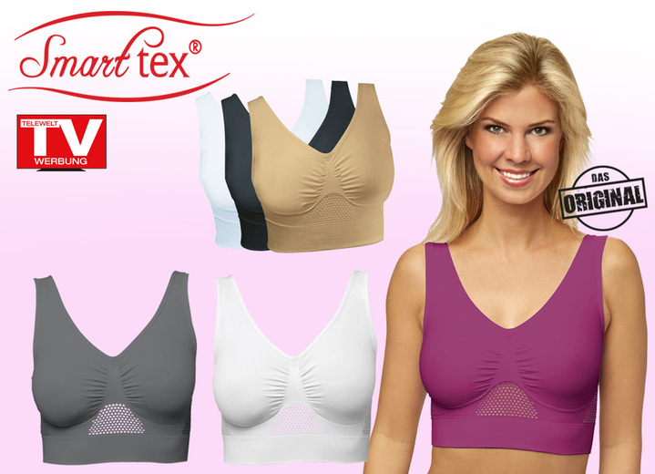 Sport-BH - Dreierpack Sport-BH „Sporty“, in Größe 3XL bis XXL, in Farbe WEISS-SCHWARZ-HAUT Ansicht 2