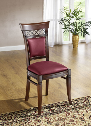 Stühle & Sitzbänke - Massive, hochwertige Sitzmöbel, in Farbe DUNKELGRÜN-NUSSBAUM, in Ausführung Stuhl – Farbe BORDEAUX-NUSSBAUM – Ansicht 