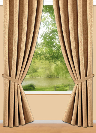 Klassisch - Übergardinen-Garnitur mit Universalschienenband, in Größe 365 (145x135 cm) bis 899 (2er-Pack Raffhalter, 70 cm), in Farbe GOLD