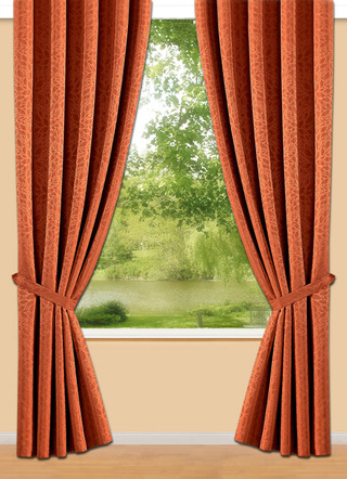 Klassisch - Übergardinen-Garnitur mit Universalschienenband, in Größe 365 (145x135 cm) bis 899 (2er-Pack Raffhalter, 70 cm), in Farbe GOLD – Farbe TERRA – Ansicht 