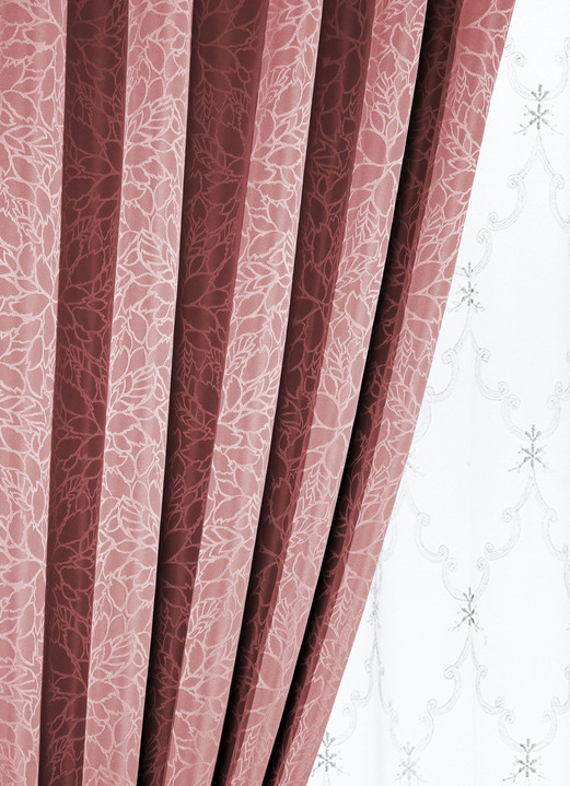 Klassisch - Übergardinen-Garnitur mit Universalschienenband, in Größe 365 (145x135 cm) bis 899 (2er-Pack Raffhalter, 70 cm), in Farbe GOLD Ansicht 4