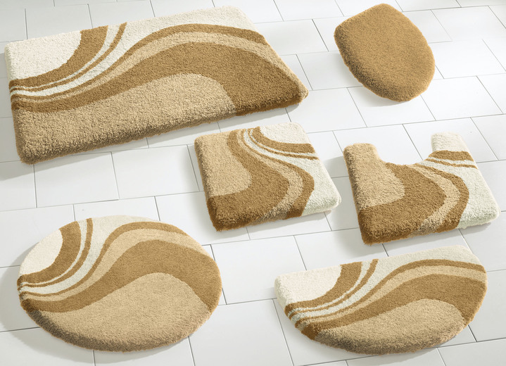 Badgarnituren - Badgarnitur von Kleine Wolke mit rutschhemmender Rückseite, in Größe 100 (Vorleger halbrund, 50/ 80 cm) bis 112 (WC-Deckelbezug, 47/ 50 cm), in Farbe BEIGE Ansicht 2