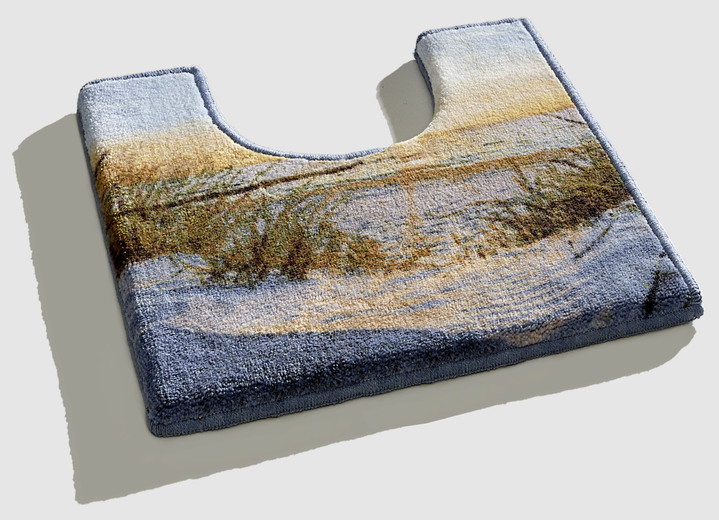 Badgarnituren - Badgarnitur von Grund mit rutschhemmender Latex-Rückseite, in Größe 100 (Vorleger halbrund, 50/ 80 cm) bis 112 (Motiv-WC-Deckelbezug, 47/ 50 cm), in Farbe BLAU Ansicht 6