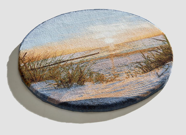 Badgarnituren - Badgarnitur von Grund mit rutschhemmender Latex-Rückseite, in Größe 100 (Vorleger halbrund, 50/ 80 cm) bis 112 (Motiv-WC-Deckelbezug, 47/ 50 cm), in Farbe BLAU Ansicht 5