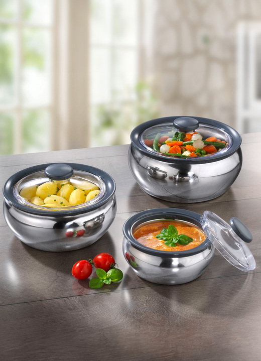 Schüsseln & Behälter - Thermoschüssel-Set, 3-teilig, zum Warm- oder Kühlhalten, in Farbe EDELSTAHL