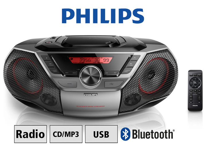 Musikanlagen - Philips AZ700T Digitalradio mit CD, in Farbe SCHWARZ Ansicht 1