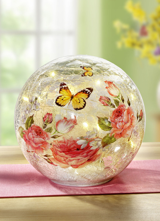 Ostern - Glaskugel mit Beleuchtung, in Farbe ROSÉ-GELB