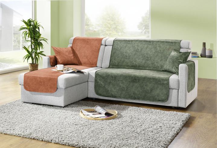 Sessel- & Sofaüberwürfe - Wohnaccessoires mit Anti-Rutsch-Beschichtung, in Größe 101 (Sesselschoner, 50x150 cm) bis 905 (2 Kissenbezüge, 40x40 cm), in Farbe BEIGE Ansicht 4